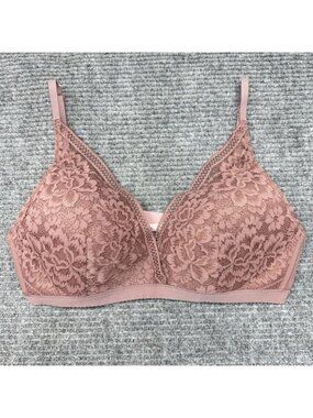 Knix Bralette Bra Womens XL Mauve Pink Lace Deep V Plunge Wireless Back Closure